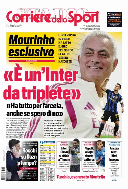 Prima pagina Corriere dello Sport - Stadio