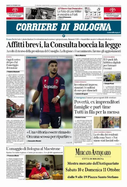 Prima pagina Corriere di Bologna
