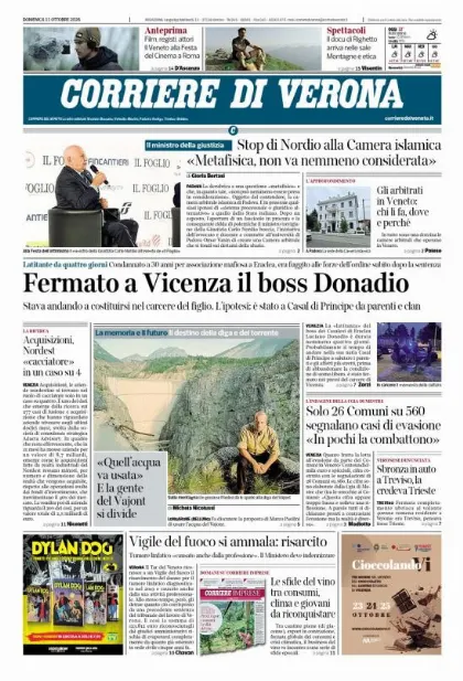 Prima pagina Corriere di Verona