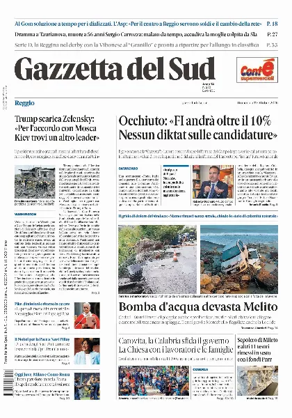Prima pagina Gazzetta del Sud | Reggio Calabria