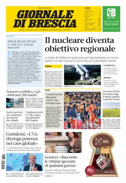 Prima pagina Giornale di Brescia