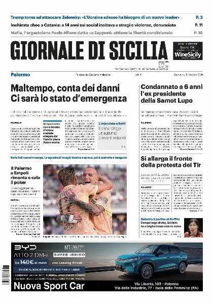 Prima pagina Giornale di Sicilia