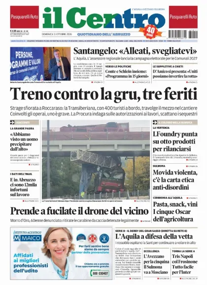 Prima pagina Il Centro | L'Aquila