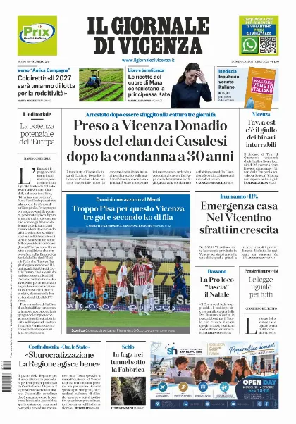 Prima pagina Il Giornale di Vicenza