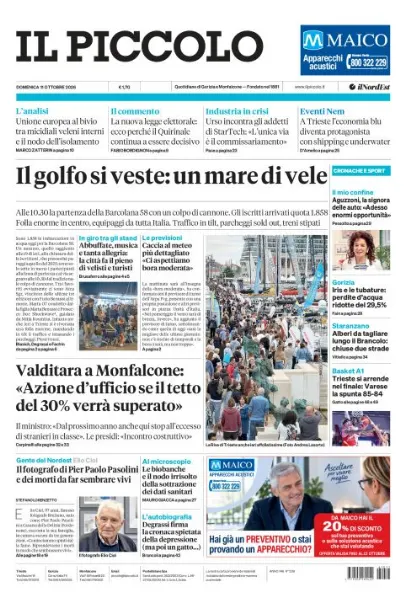 Prima pagina Il Piccolo | Gorizia e Monfalcone