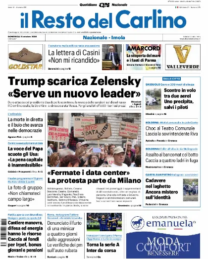 Prima pagina Il Resto del Carlino