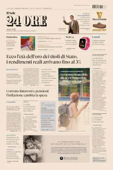 Prima pagina Il Sole 24 Ore