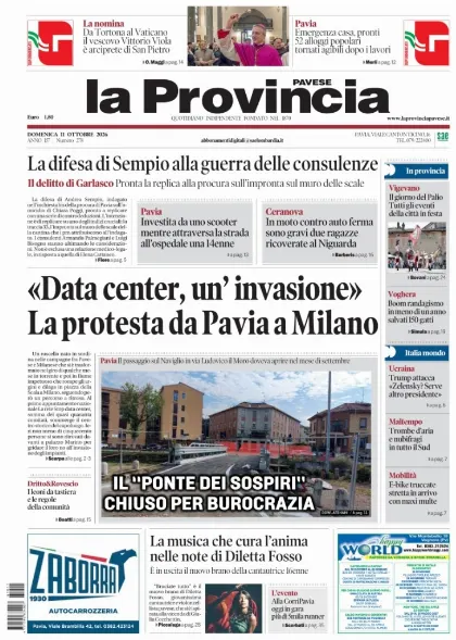 Prima pagina La Provincia Pavese