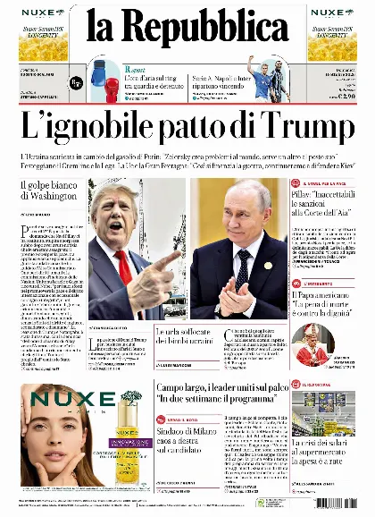 Prima pagina la Repubblica