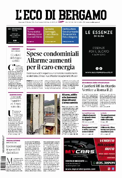 Prima pagina L'Eco di Bergamo