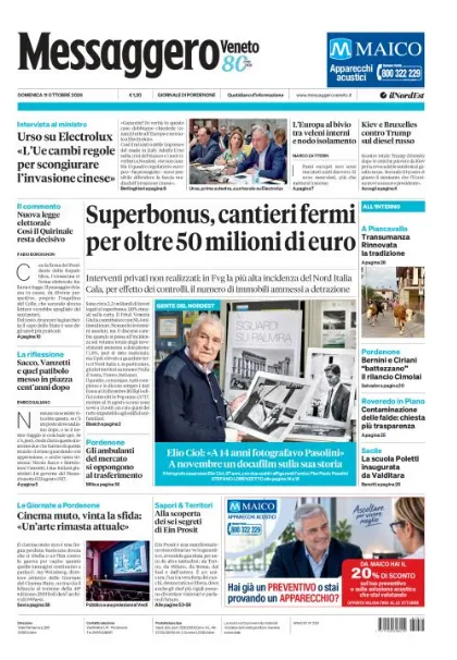 Prima pagina Messaggero Veneto | Pordenone