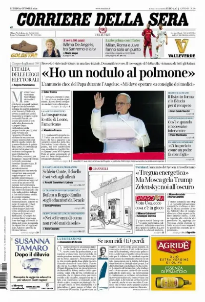 Prima pagina Corriere della Sera