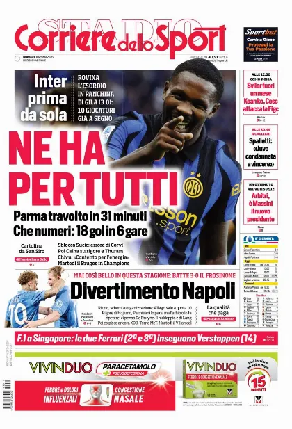Prima pagina Corriere dello Sport - Stadio