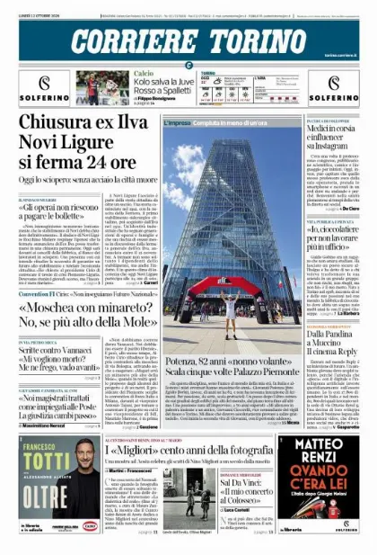Prima pagina Corriere della Sera | Torino