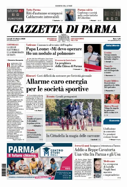 Prima pagina Gazzetta di Parma