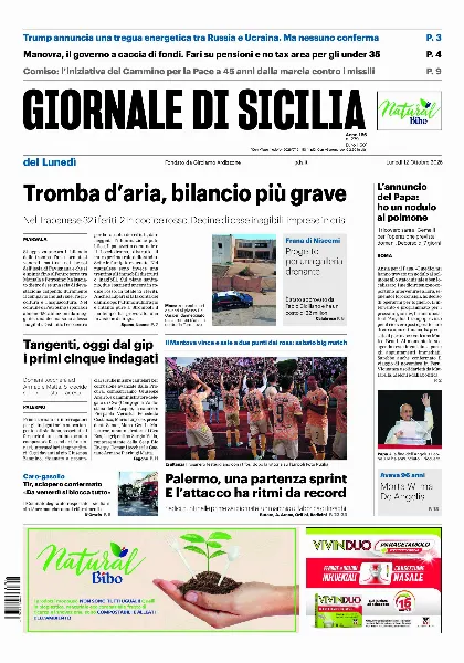 Prima pagina Giornale di Sicilia