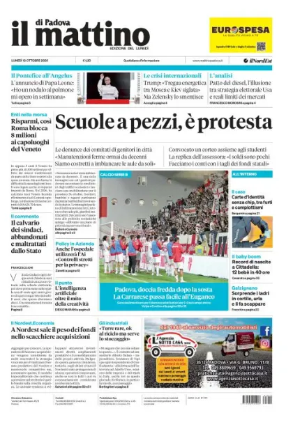 Prima pagina Il Mattino di Padova | Padova