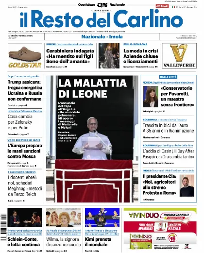 Prima pagina Il Resto del Carlino
