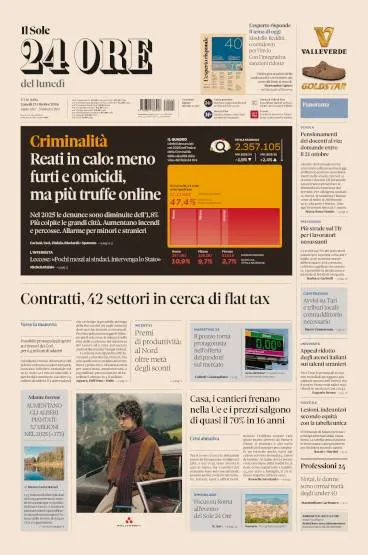 Prima pagina Il Sole 24 Ore