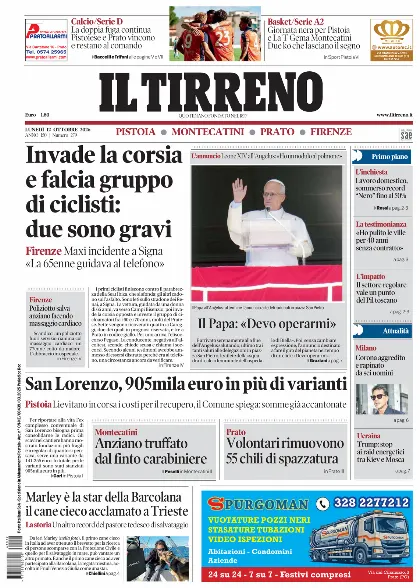 Prima pagina Il Tirreno