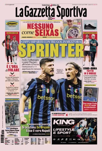 Prima pagina La Gazzetta dello Sport