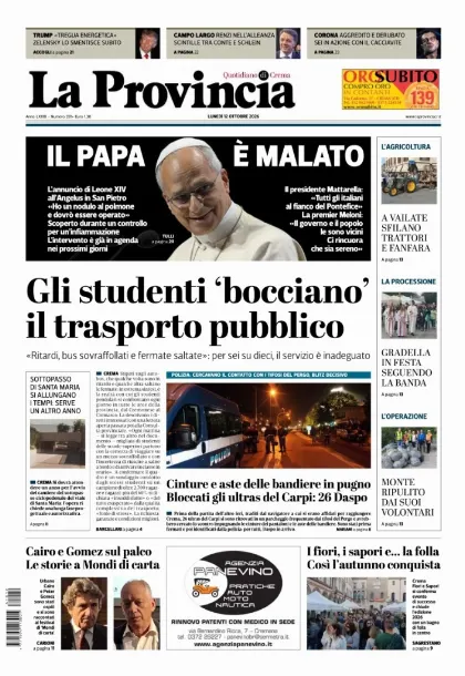 Prima pagina La Provincia | Crema