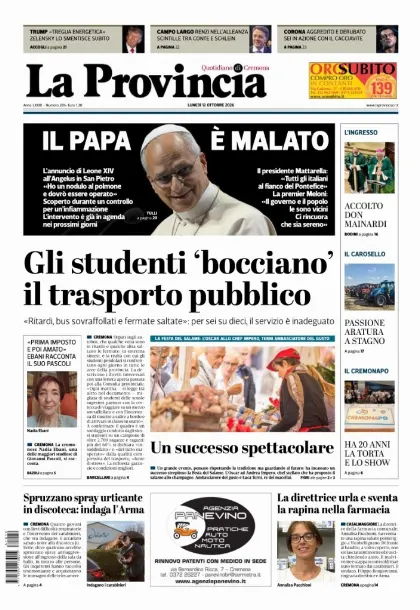 Prima pagina La Provincia