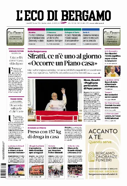 Prima pagina L'Eco di Bergamo