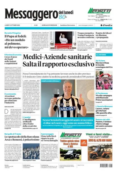 Prima pagina Messaggero Veneto | Pordenone