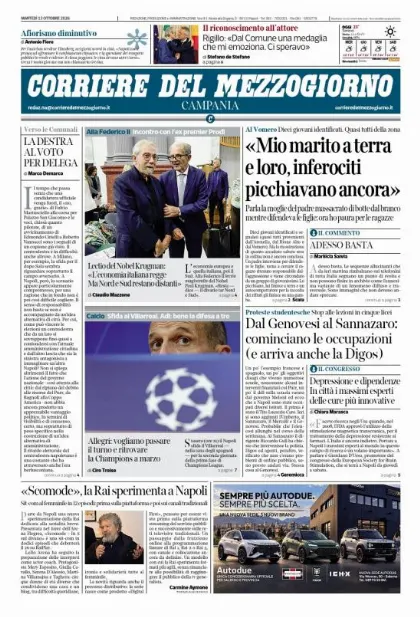 Prima pagina Corriere del Mezzogiorno | Campania