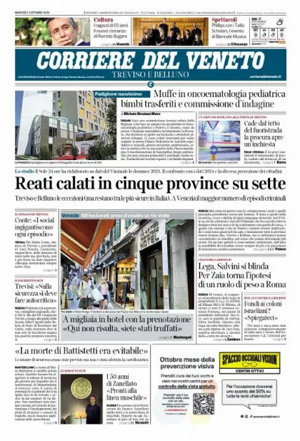 Prima pagina Corriere del Veneto | Treviso e Belluno