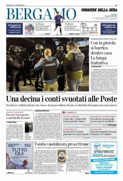 Prima pagina Corriere della Sera | Bergamo