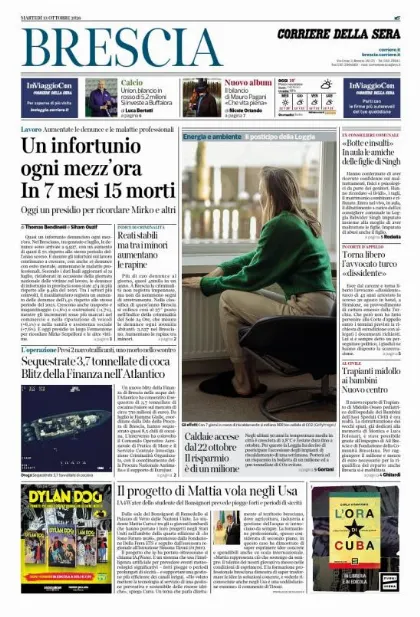 Prima pagina Corriere della Sera | Brescia