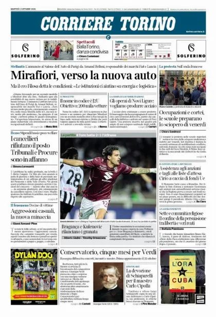 Prima pagina Corriere della Sera | Torino