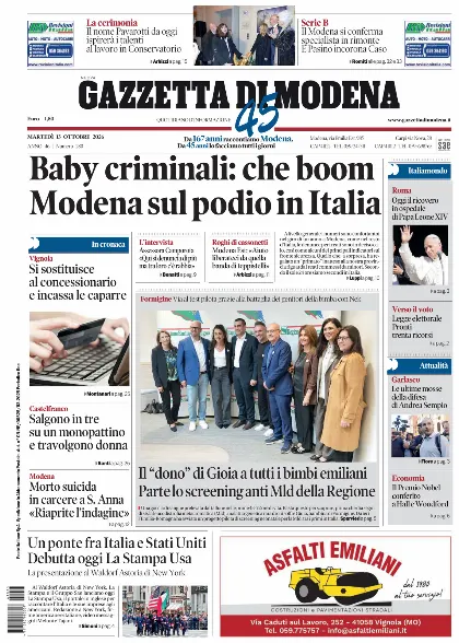 Prima pagina Gazzetta di Modena