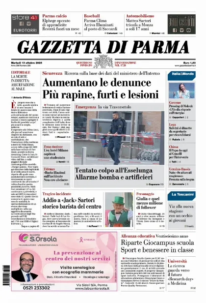 Prima pagina Gazzetta di Parma