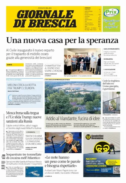 Prima pagina Giornale di Brescia