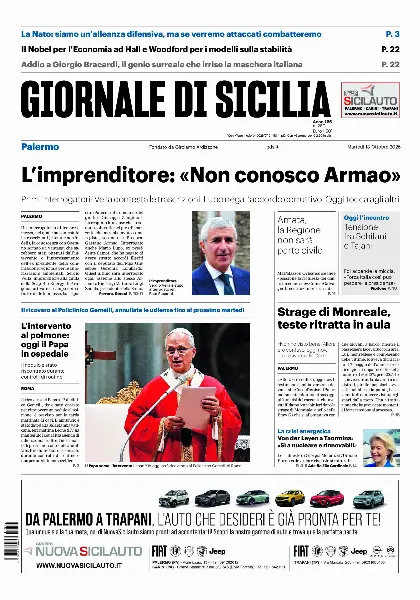 Prima pagina Giornale di Sicilia