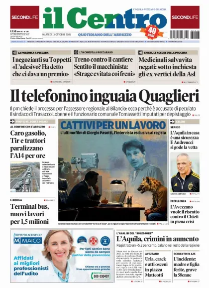 Prima pagina Il Centro | L'Aquila