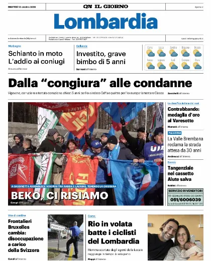 Prima pagina Il Giorno
