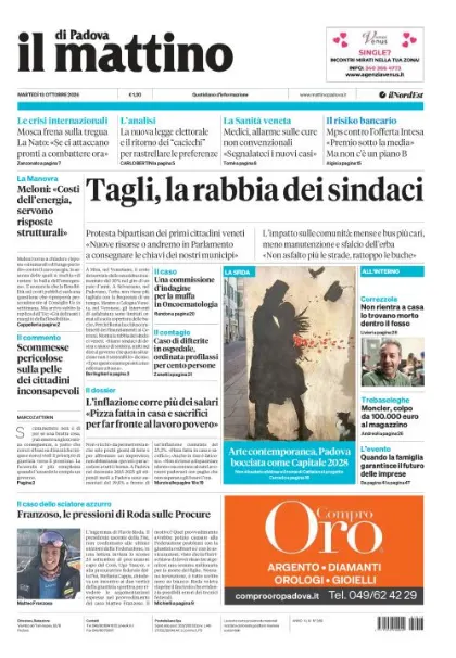 Prima pagina Il Mattino di Padova | Padova