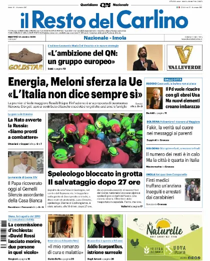 Prima pagina Il Resto del Carlino
