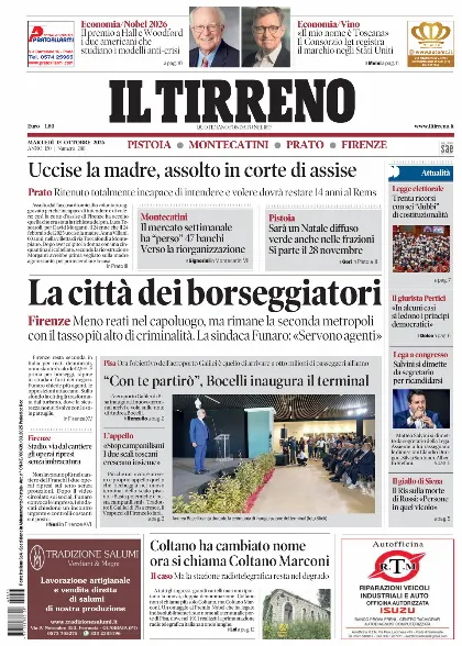 Prima pagina Il Tirreno