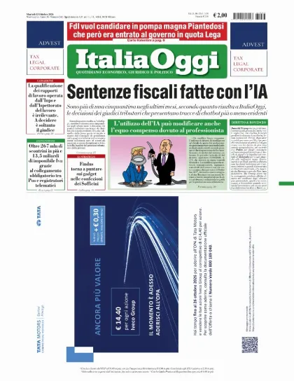 Prima pagina ItaliaOggi