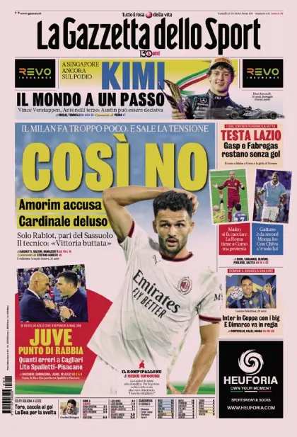 Prima pagina La Gazzetta dello Sport