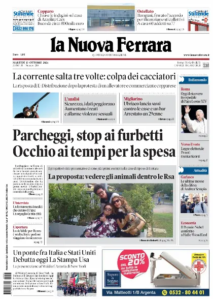 Prima pagina La Nuova Ferrara