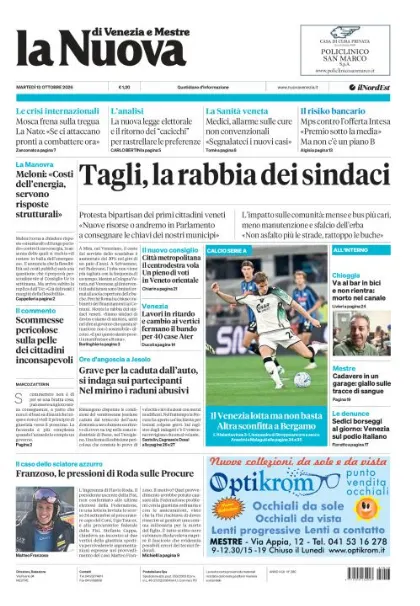 Prima pagina La Nuova di Venezia e Mestre | Venezia e Mestre