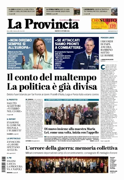 Prima pagina La Provincia