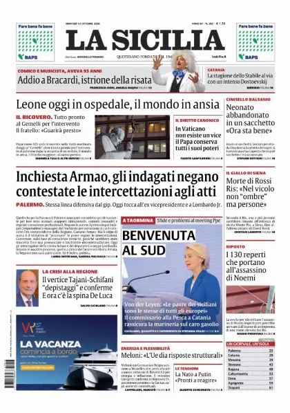 Prima pagina La Sicilia