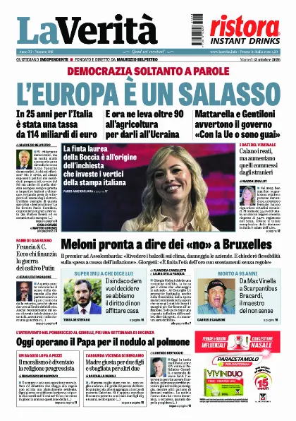 Prima pagina La Verita